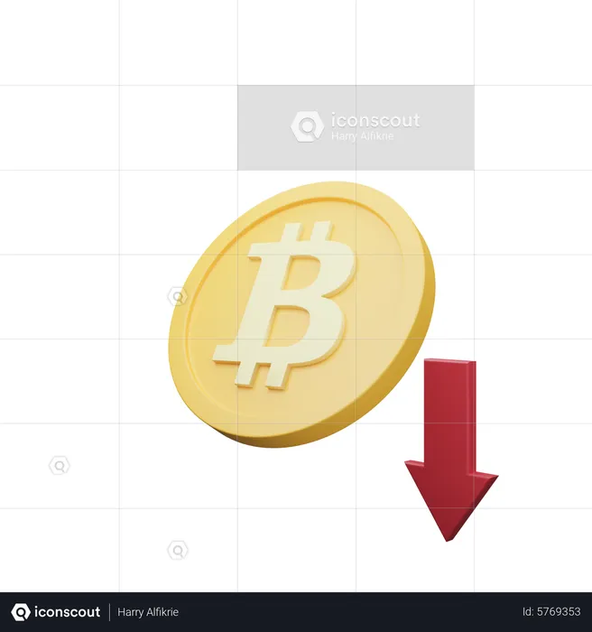 Bitcoin Down  3D Icon