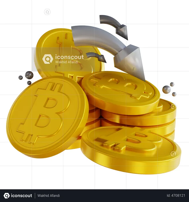 Bitcoin Down  3D Illustration