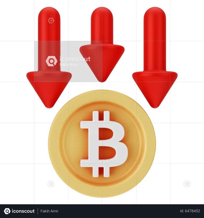 Bitcoin Down  3D Icon