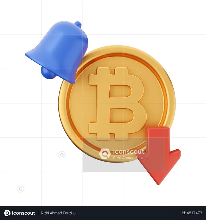Bitcoin Down Notification  3D Icon