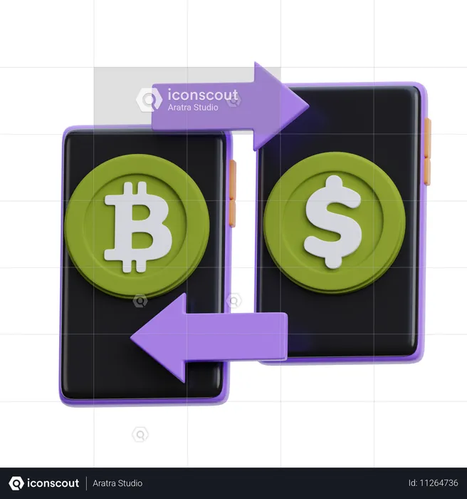 Câmbio de bitcoin e dólar  3D Icon