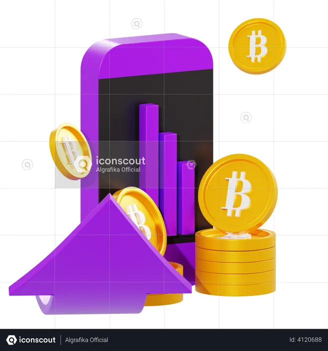 Échange mobile Bitcoin  3D Illustration