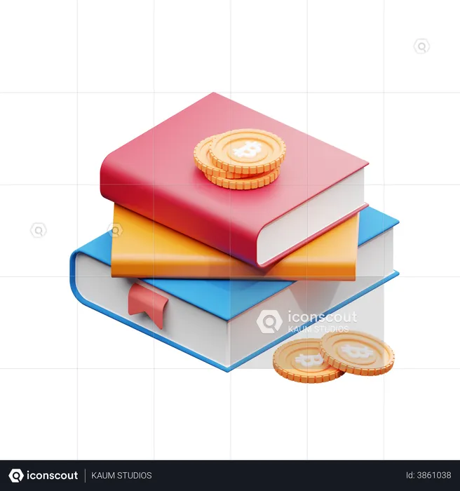 Bitcoin Education Book  3D Illustration
