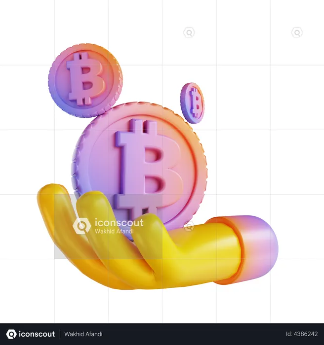 Bitcoin nas mãos  3D Illustration