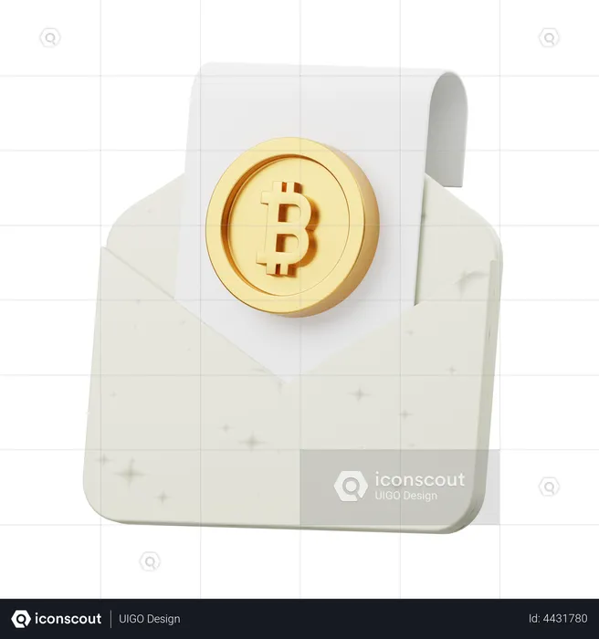 Bitcoin Email  3D Illustration