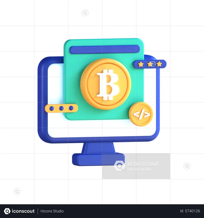 Bitcoins en línea  3D Icon