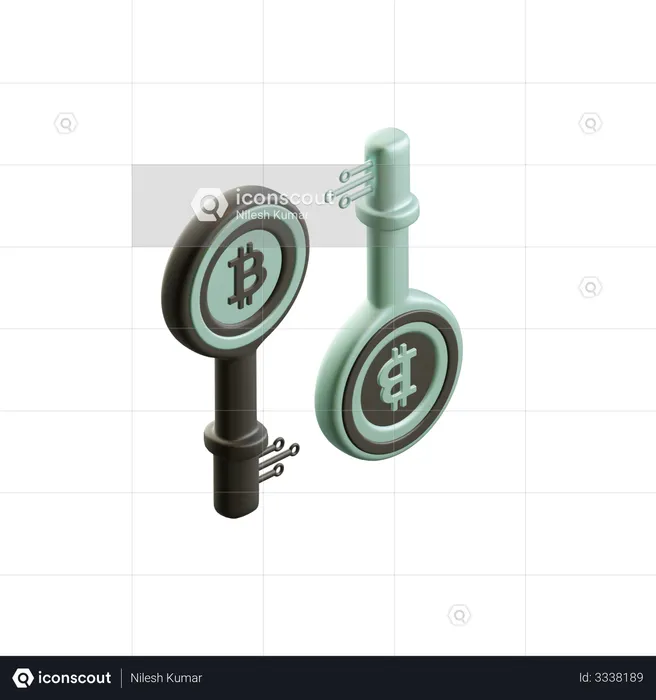 Bitcoin Encryption Key  3D Illustration