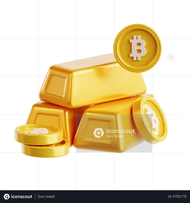 Bitcoin et or  3D Icon