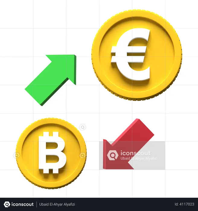 Bitcoin Euro Exchange  3D Illustration