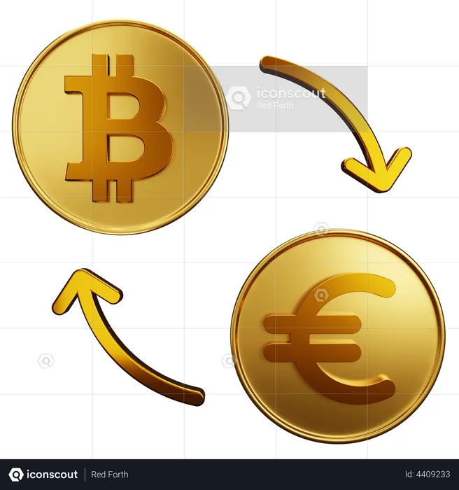 Bitcoin Exchange Euro  3D Illustration
