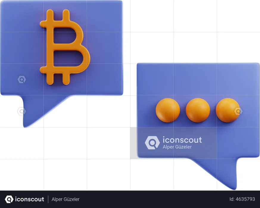 Bitcoin falando  3D Illustration