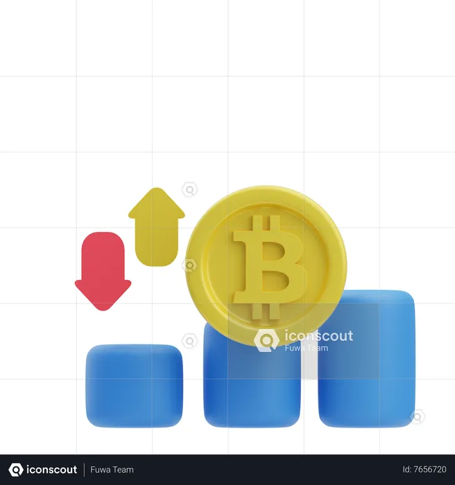 Bitcoin Fluctuation  3D Icon