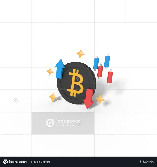 Bitcoin-Schwankung  3D Icon