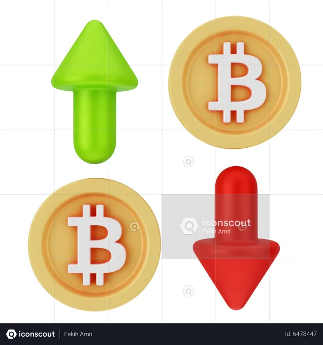 Bitcoin-Schwankung  3D Icon