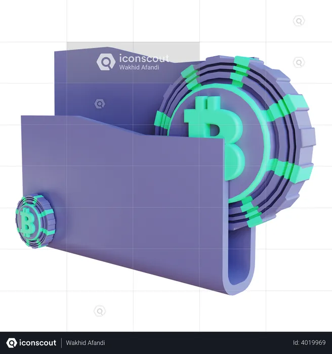 Bitcoin folder  3D Illustration