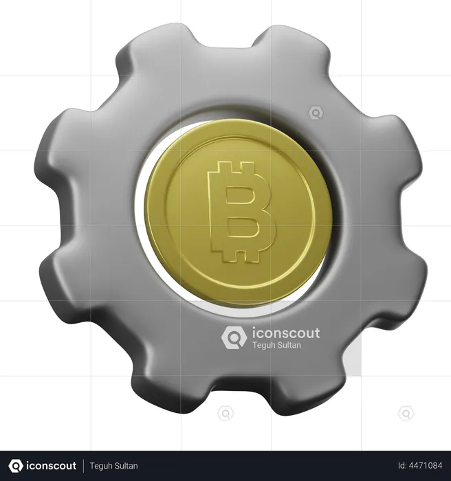 Engrenagem bitcoin  3D Illustration