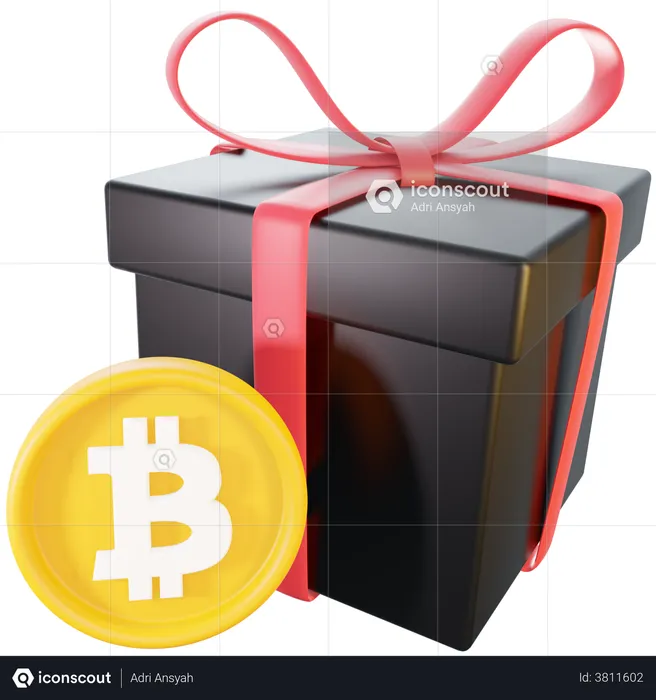 Bitcoin Gift  3D Illustration