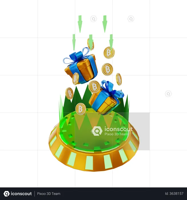 Bitcoin Gift  3D Illustration