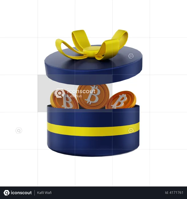 Bitcoin gift box  3D Illustration