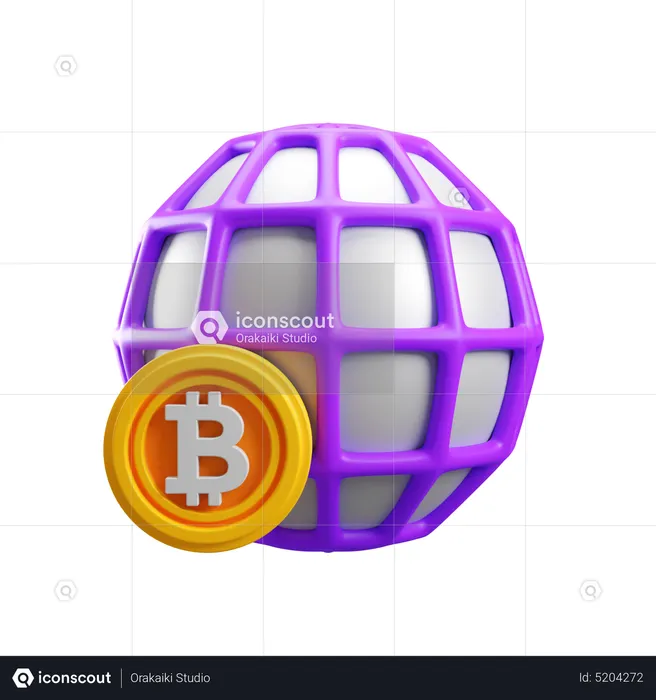 Bitcoin Global  3D Icon