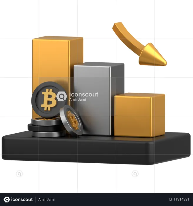 Gráfico de Bitcoin em queda  3D Icon