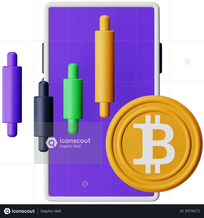 Bitcoin Graph  3D Icon