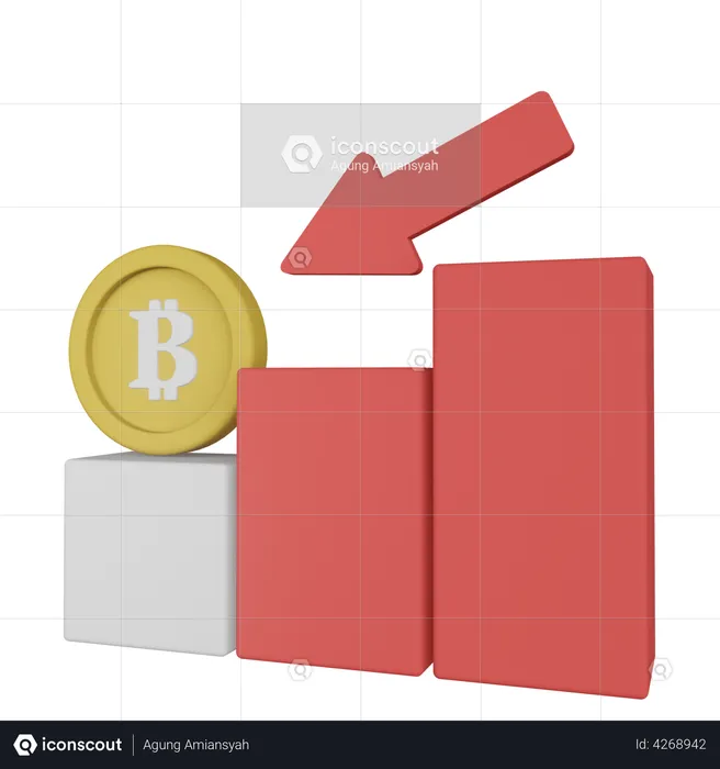Bitcoin Graph Down  3D Illustration