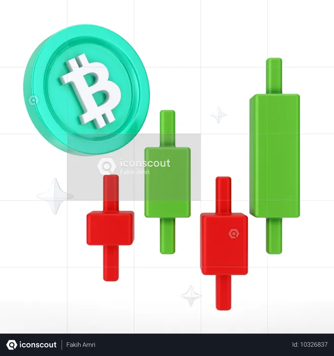 ビットコインの成長  3D Icon