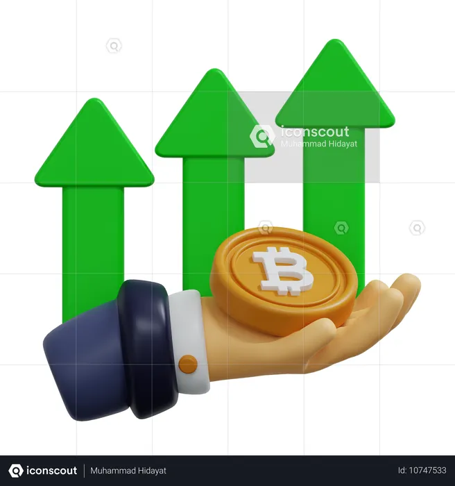 ビットコインの成長  3D Icon