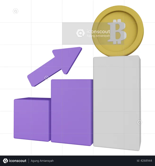 Bitcoin Growth Graph  3D Illustration