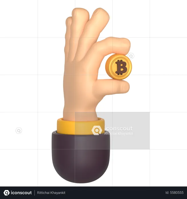 Hand hält Bitcoin  3D Icon