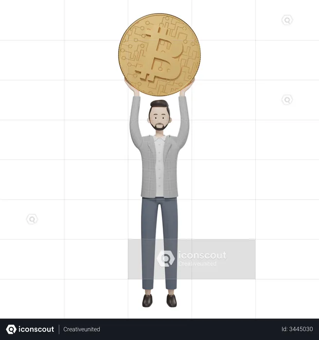 Bitcoin Holder  3D Illustration