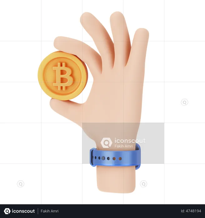 Bitcoin Holding  3D Illustration