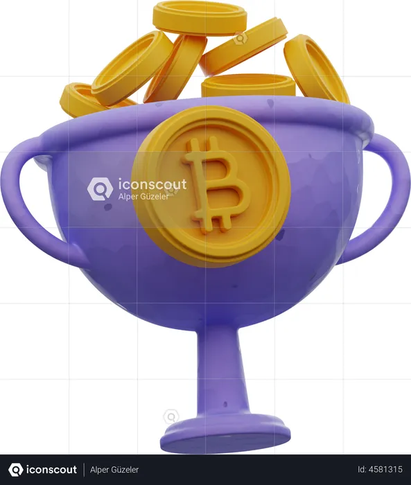 Bitcoin In Winner Cup  3D Illustration
