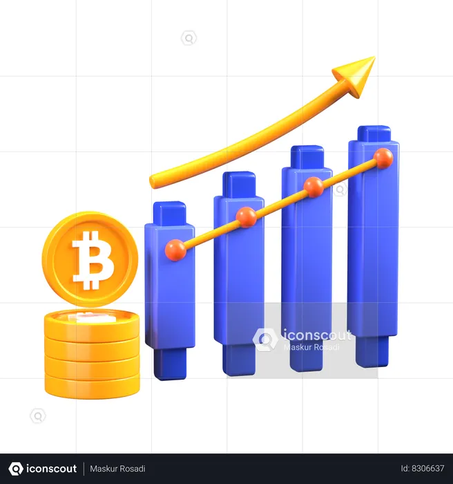 Bitcoin Increase  3D Icon