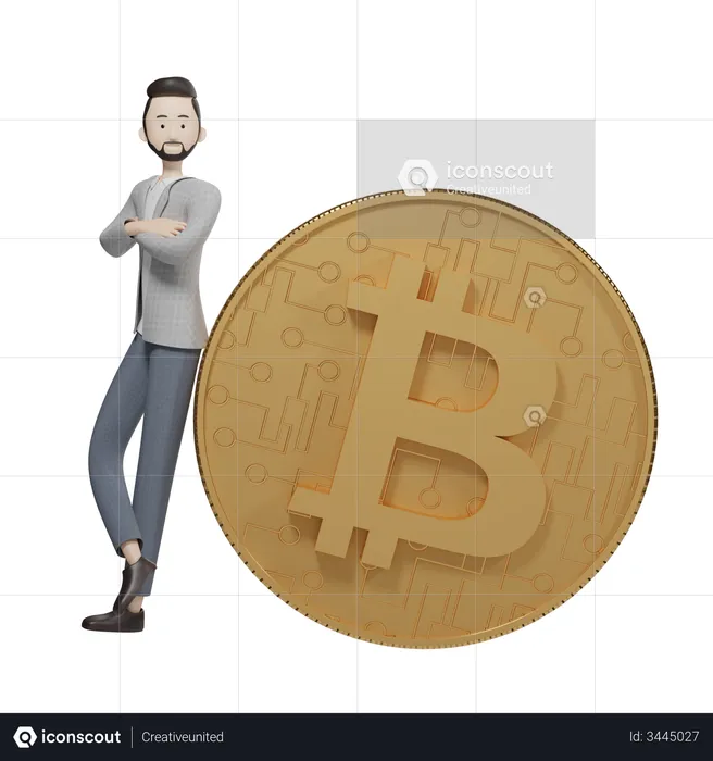 Bitcoin-Halter  3D Illustration