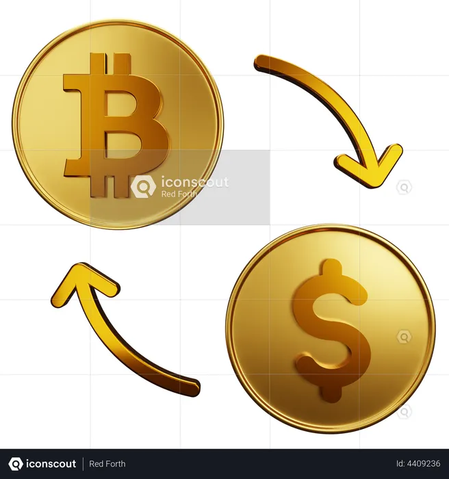 Dólar de cambio bitcoin  3D Illustration