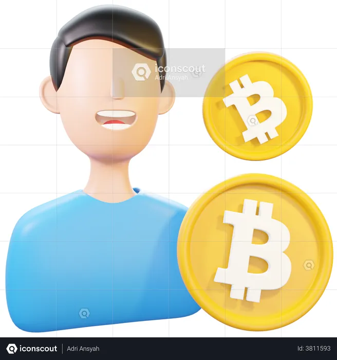 Inversor bitcoin  3D Illustration