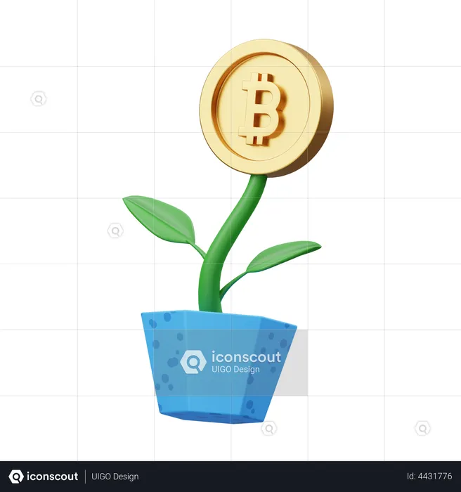 Bitcoin Investment Plant  3D Illustration