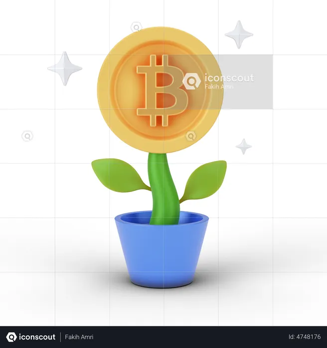 Bitcoin Investment Plant  3D Illustration