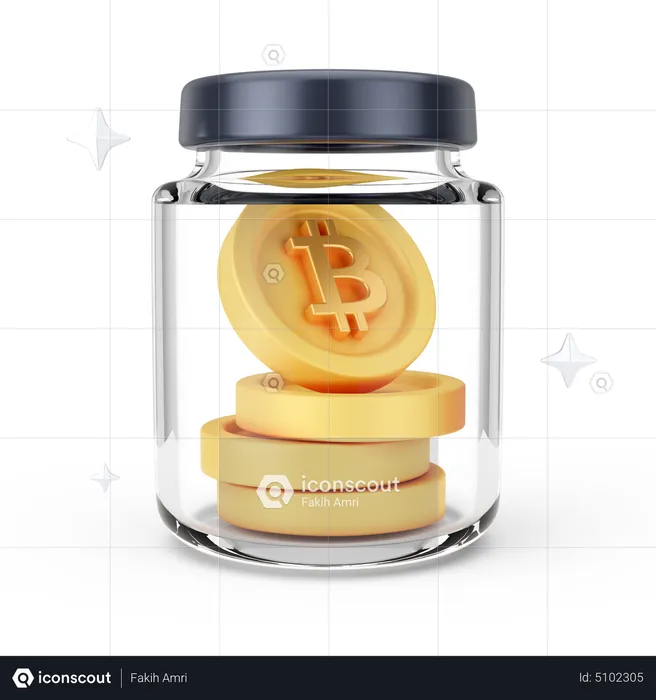 Pot de bitcoins  3D Icon