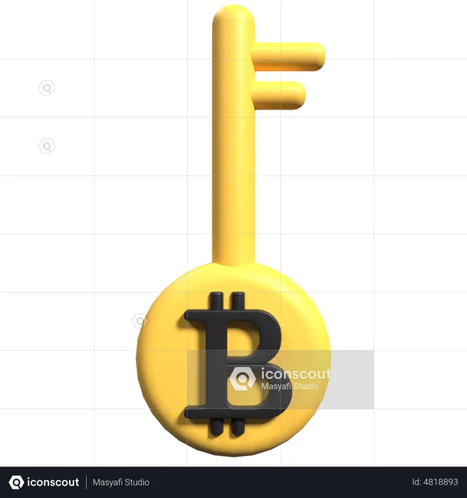 Bitcoin Key  3D Icon