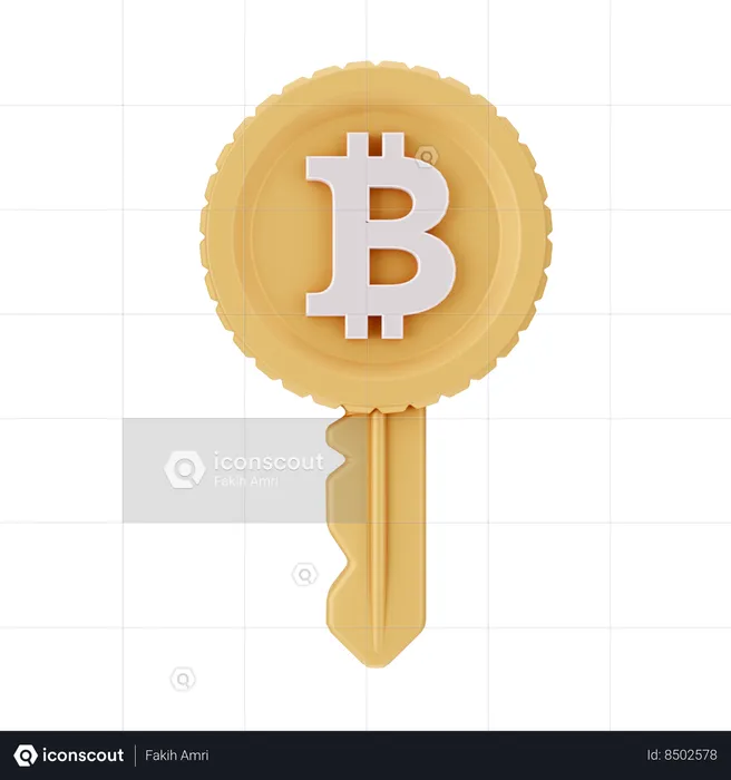 Bitcoin Key  3D Icon