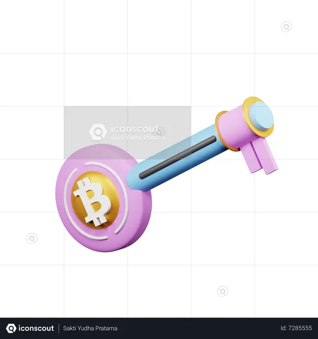 Bitcoin Key  3D Icon