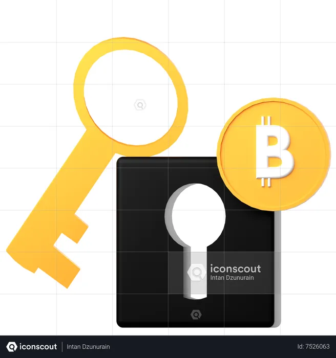 Bitcoin Key  3D Icon