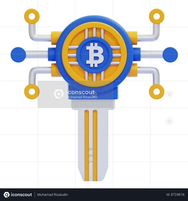 Bitcoin Key  3D Icon