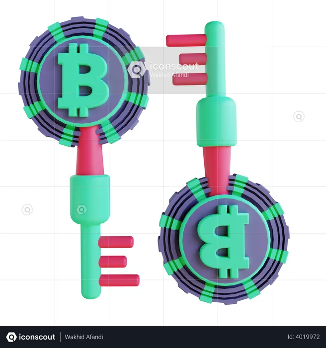 Bitcoin key  3D Illustration