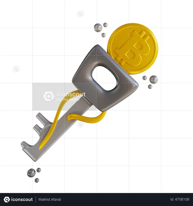Bitcoin Key  3D Illustration