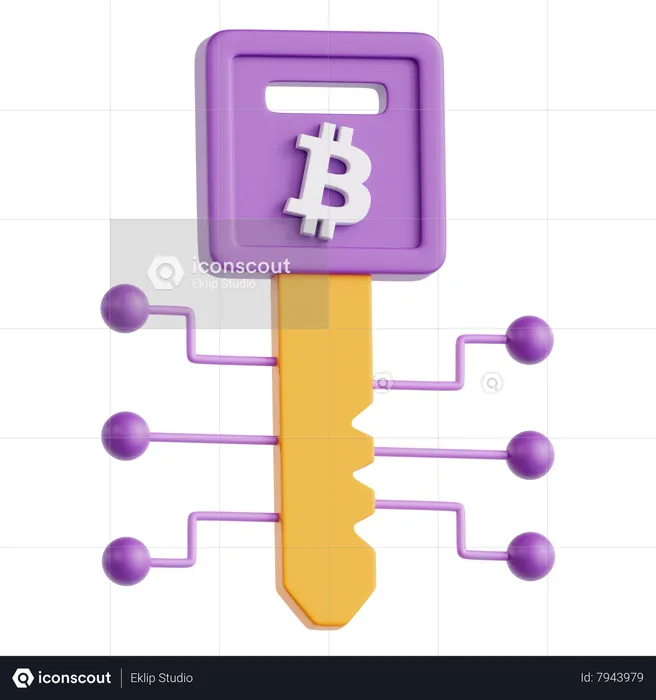 Bitcoin Key  3D Icon