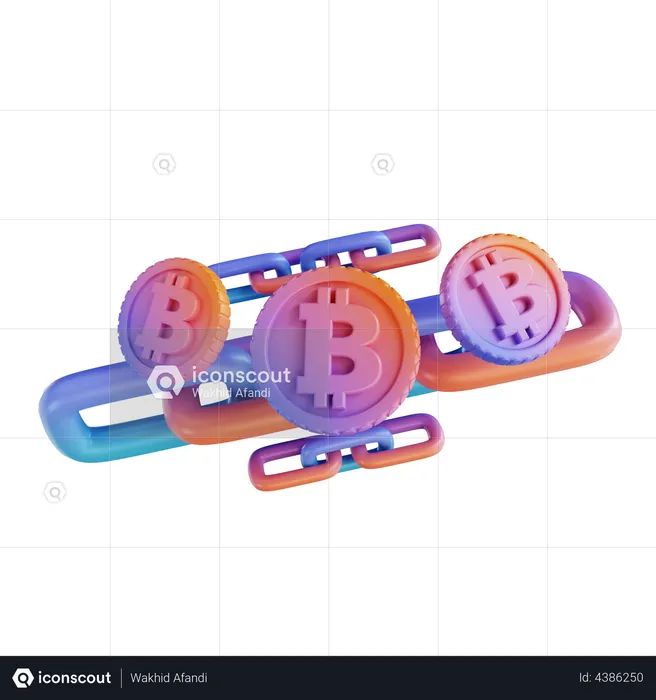 Bitcoin link  3D Illustration